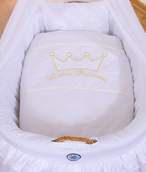 Kosz Mojżesza wiklinowy z baldachimem- Little Prince Princess biały