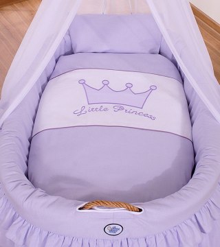 Kosz Mojżesza wiklinowy z baldachimem- Little Prince fioletowy