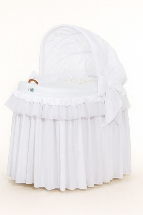 Kosz Mojżesza wiklinowy ze składaną budką- Little Prince Princess biały