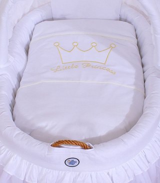 Kosz Mojżesza wiklinowy ze składaną budką- Little Prince Princess biały