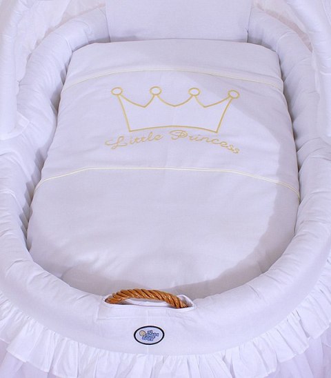 Kosz Mojżesza wiklinowy ze składaną budką- Little Prince Princess biały