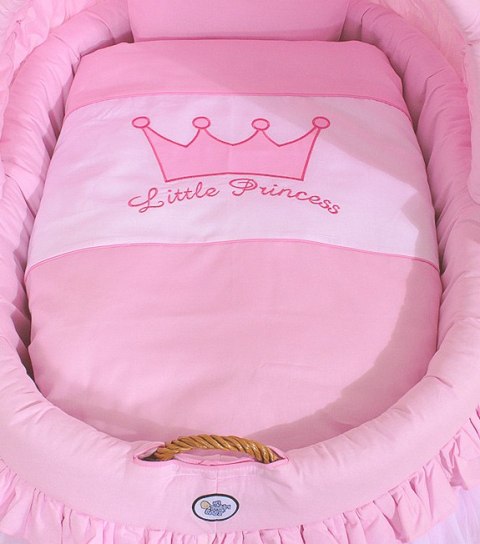 Kosz Mojżesza wiklinowy ze składaną budką- Little Princess różowy