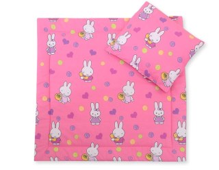 Pościel do wózka z wypełnieniem kołderka i poduszka - Hallo rabbit różowy
