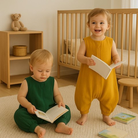 Muślinowy śpiworek dla dzieci z nogawkami L 9-24 mcy letni TOG 1.0 - zieleń lasu