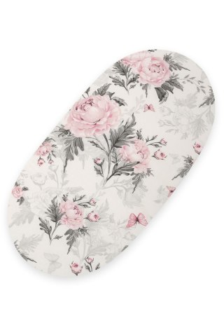 Prześcieradło bawełniane do kosza Mojżesza Boho wózka gondoli 75x35 cm - Romantic peonies