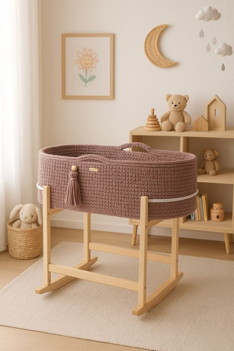 Kosz Mojżesza BOHO Handmade z kołyską - mauve
