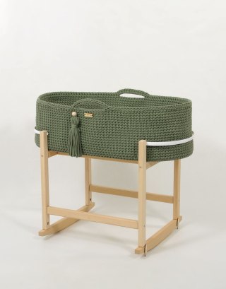 Kosz Mojżesza BOHO Handmade z kołyską - pistacjowy