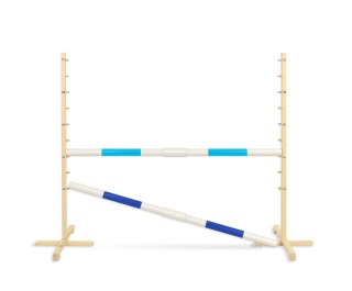 Przeszkoda skokowa do Hobby Horse 160cm, h-120 cm, dwie belki - jasny niebieski i ciemny niebieski