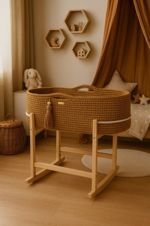 Kosz Mojżesza BOHO Handmade z kołyską - caramel