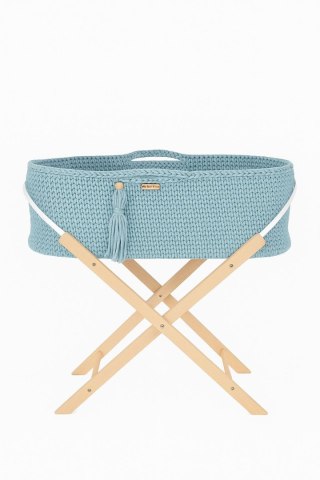 Kosz Mojżesza BOHO Handmade ze stojakiem misty blue