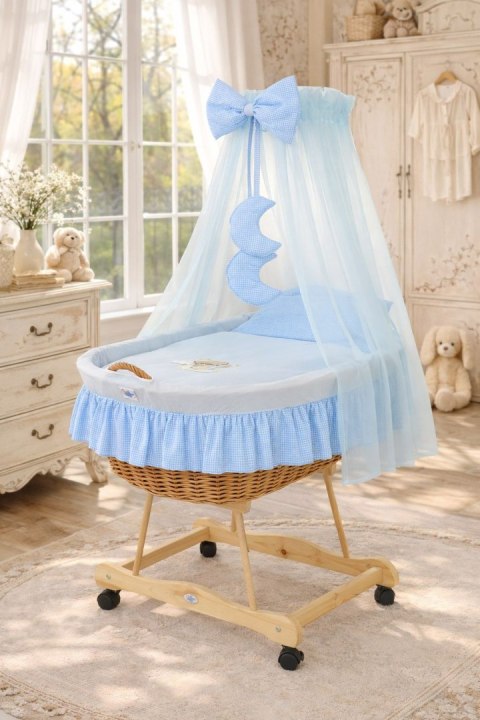 Kosz Mojżesza z baldachimem- Dobranoc niebieskie