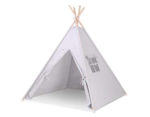 Namiot Tipi dla dzieci + zawieszki pióra - szary