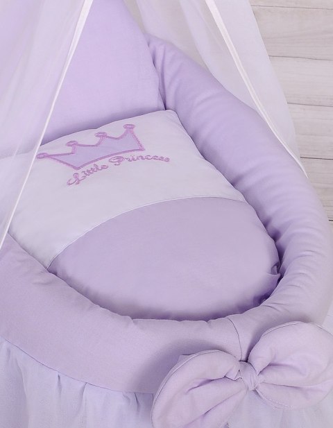 Wózek dla lalek Kosz Mojżesza dla lalek z baldachimem LITTLE PRINCESS fioletowy
