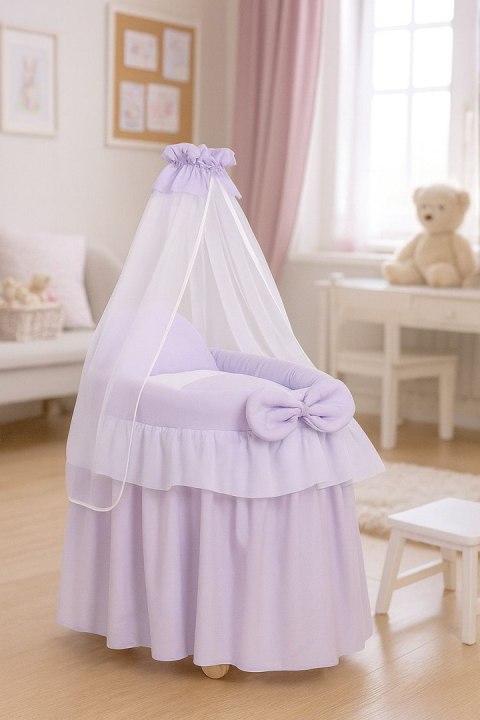 Wózek dla lalek Kosz Mojżesza dla lalek z baldachimem LITTLE PRINCESS fioletowy