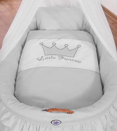 Kosz Mojżesza wiklinowy z baldachimem- Little Prince Princess szary