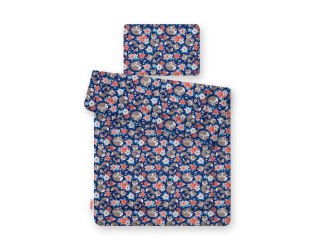 Komplet pościeli dla niemowląt z wypełnieniem 2-cz 75x100cm NEWBORN - lisia rodzinka na granacie