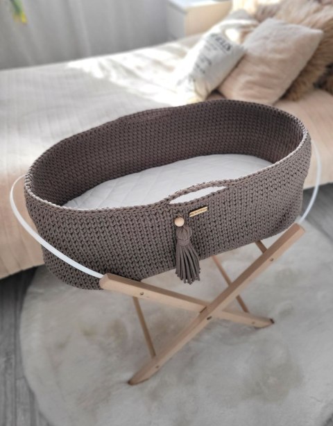 Kosz Mojżesza BOHO bawełniany Handmade z materacykiem - mocca