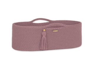 Kosz Mojżesza BOHO bawełniany Handmade z materacykiem - mauve