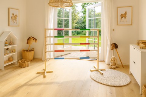 Przeszkoda skokowa do Hobby Horse 160cm, h-120 cm, dwie belki - żółta i zielona