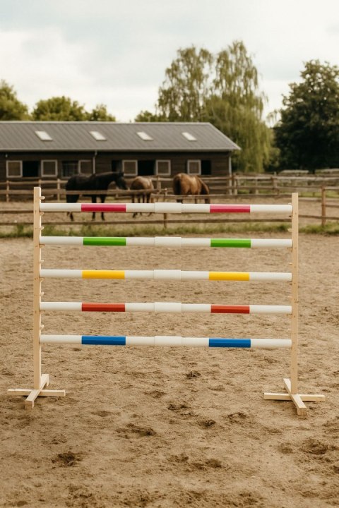 Przeszkoda skokowa do Hobby Horse 160cm, h-120 cm, dwie belki - żółta i zielona