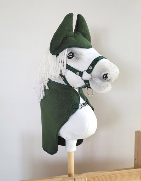 Zestaw dla Hobby Horse A3: polarowa derka + nauszniki - butelkowa zieleń