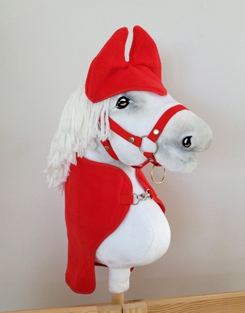 Zestaw dla Hobby Horse A3: polarowa derka + nauszniki - czerwony