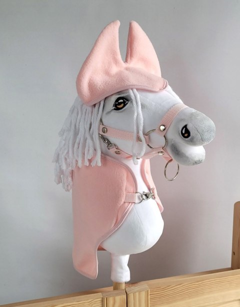 Zestaw dla Hobby Horse A3: polarowa derka + nauszniki - pudrowy róż