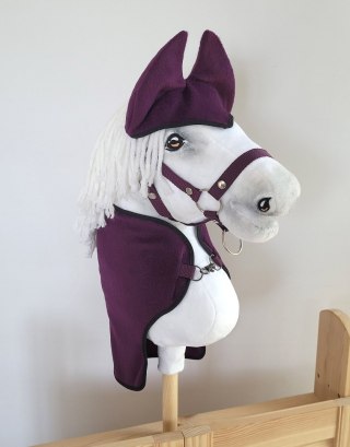 Zestaw dla Hobby Horse A3: polarowa derka + nauszniki - śliwka