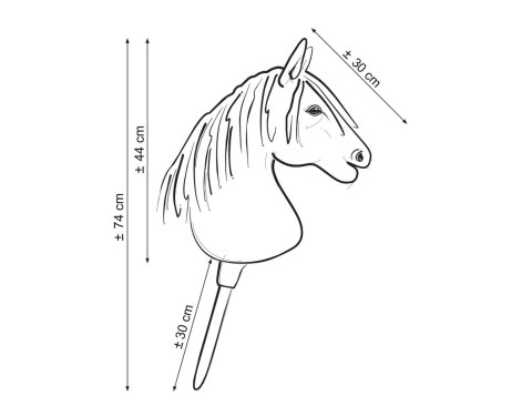 Hobby Horse Duży koń na kiju Premium - tarantowaty biało-brązowy z beżową grzywą A3