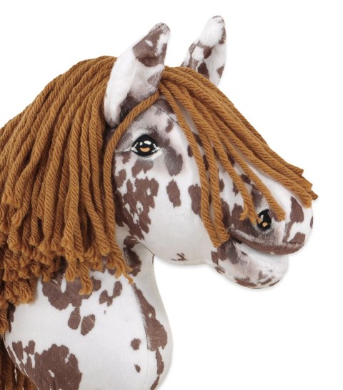 Hobby Horse Mały koń na kiju Premium tarantowaty biało-brązowy z brązową grzywą A4