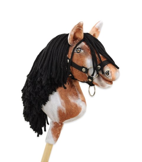 Hobby Horse Średni koń na kiju Premium srokaty tobiano z czarną grzywą A4