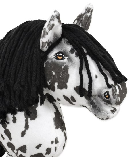 Hobby Horse Średni koń na kiju Premium tarantowaty biało-czarny z czarną grzywą A4