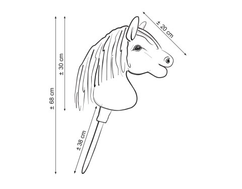Hobby Horse Średni koń na kiju Premium tarantowaty biało-czarny z czarną grzywą A4