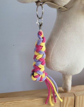 Uwiąz dla Hobby Horse ze sznurka - ciemny róż/ fiolet/ żółty