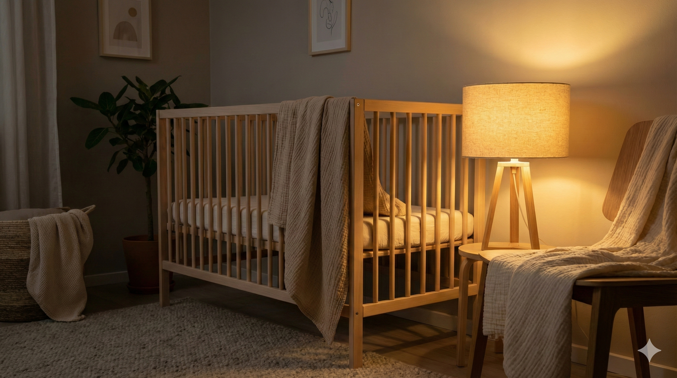 Nastrojowa lampka nocna w pokoju niemowlęcia